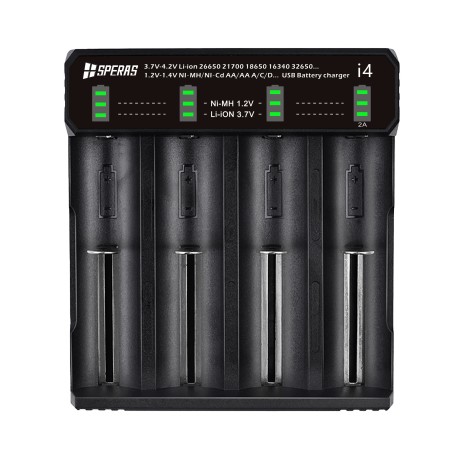 BATTERY CHARGER WITH 4-SLOT LED INDICATOR