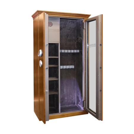 DOUBLE-DOOR ARMOURED WARDROBE FOR 7 RIFLES WITH SHELVES AND DOUBLE TREASURE