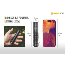 LED FLASHLIGHT 2000 LUMENS WITH LIGHT BEAM UP TO 320M