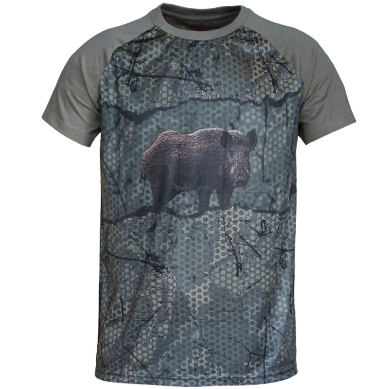 FOREST 3D PRINT BOAR T-SHIRT