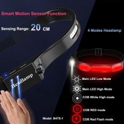 HEADLAMP WITH WHITE AND RED FRONT AND SIDE LIGHT