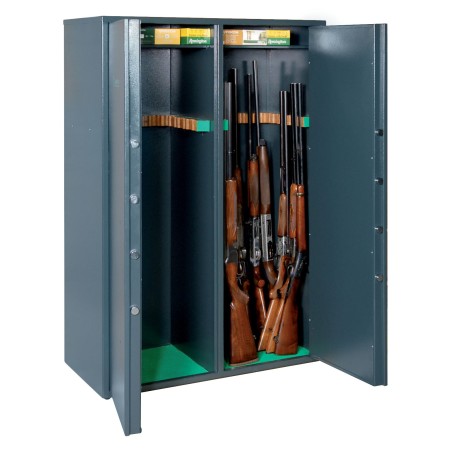 DOUBLE-DOOR ARMOURED CABINET FOR 28 RIFLES WITH DOUBLE TREASURE