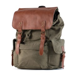 CANVAS AND ECO-LEATHER BACKPACK 20L