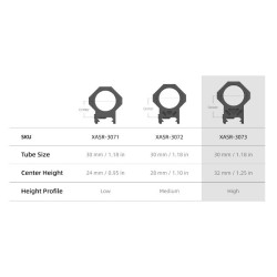 30MM PICATINNY RINGS X-MOD 6 SCREWS LOW