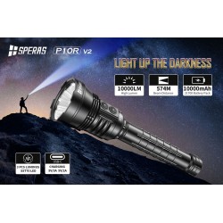 LED FLASHLIGHT 10000 LUMENS WITH LIGHT BEAM UP TO 574M