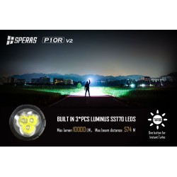 LED FLASHLIGHT 10000 LUMENS WITH LIGHT BEAM UP TO 574M